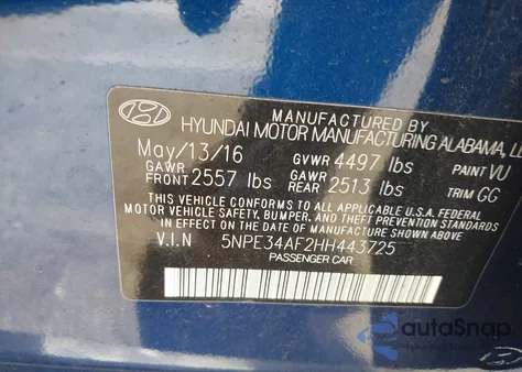 2017 Hyundai Sonata Limited z USA, uszkodzony, nr VIN 5NPE34AF2HH443725